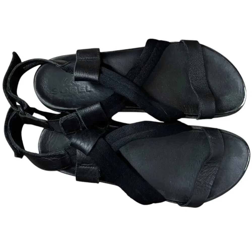 Sorel Women’s Size 7 Black Strappy Ankle Strap Sandals NL4095-010